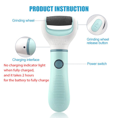 Electric Foot Grinder Dead Skin Remover Feet Scrubber Callus Pedicure Shaver Remove Dry Dead Cracked Foot Care Repair Tool