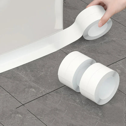 Easy-Apply Waterproof PVC Sealing Tape - Transparent, Anti-Mildew Caulk Strip for Kitchen & Bathroom Sinks, Toilets, and Bathtub