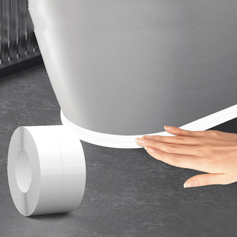 Easy-Apply Waterproof PVC Sealing Tape - Transparent, Anti-Mildew Caulk Strip for Kitchen & Bathroom Sinks, Toilets, and Bathtub